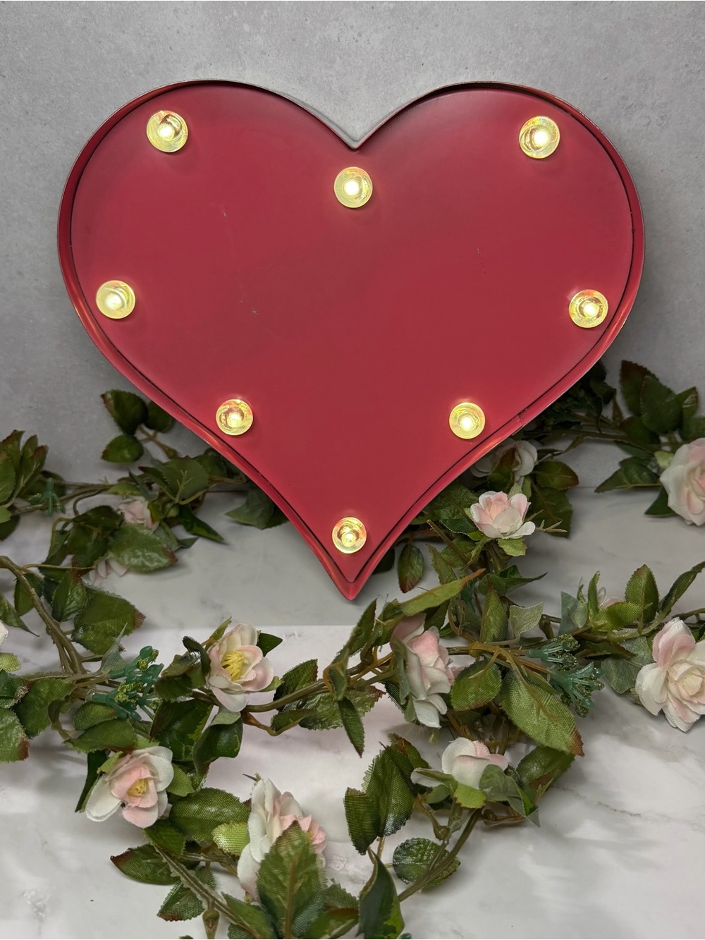 Pink Heart-Shaped Marquee Battery Operated Light With Timer Valentine’s Day